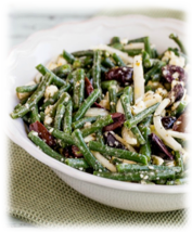 Sperziebonen olijven feta salade