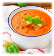 Tomatenbasilicum soep feta
